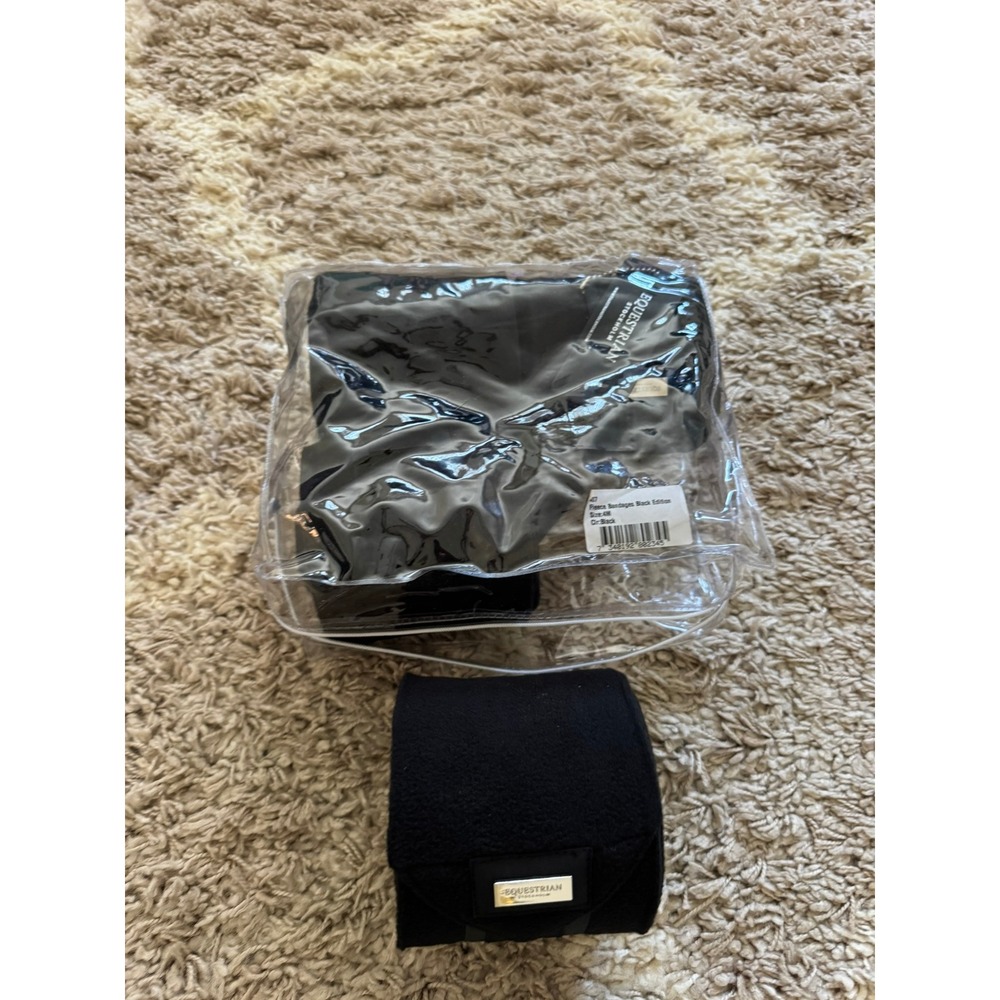 Equestrian Stockholm Polo Wraps Black Edition Horse Fleece Bandages Set of 4 NWT